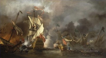batalla naval de barcos Pinturas al óleo